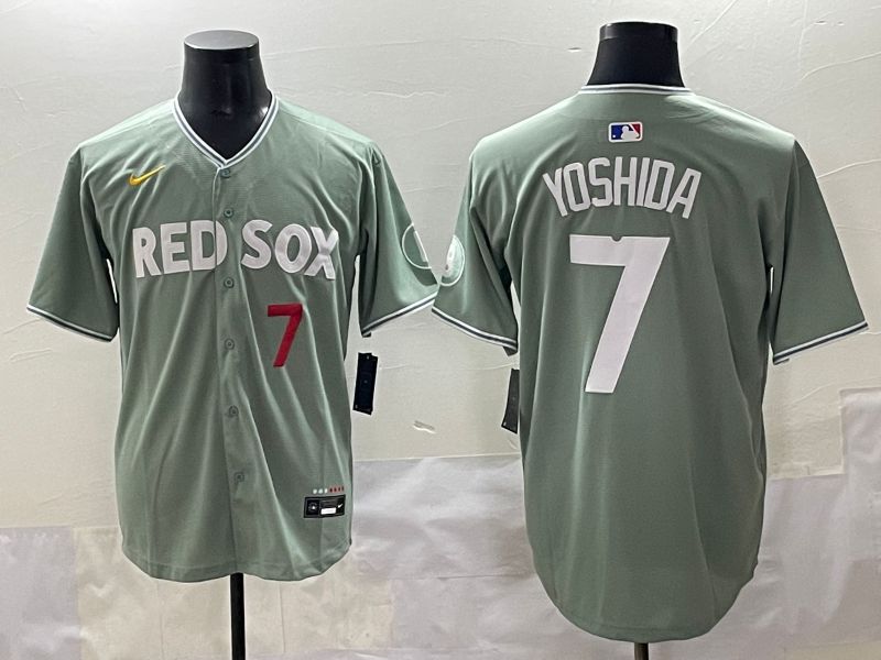 Men 2025 Boston Red Sox #7 Yoshida Light Green Joint Name Nike MLB Jersey style 3->boston red sox->MLB Jersey